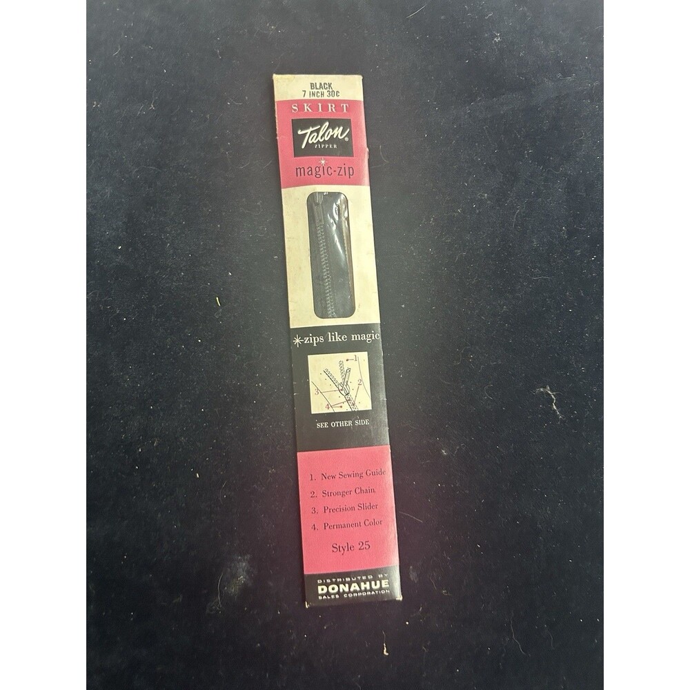 Brand New Vintage 7” 30 C Black Talon Magic Zipper